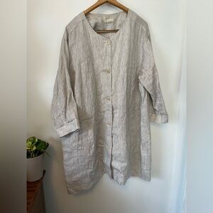 Eileen Fisher Organic Linen Slub Stripe Jacket | Coastal Grandma Quiet Luxury